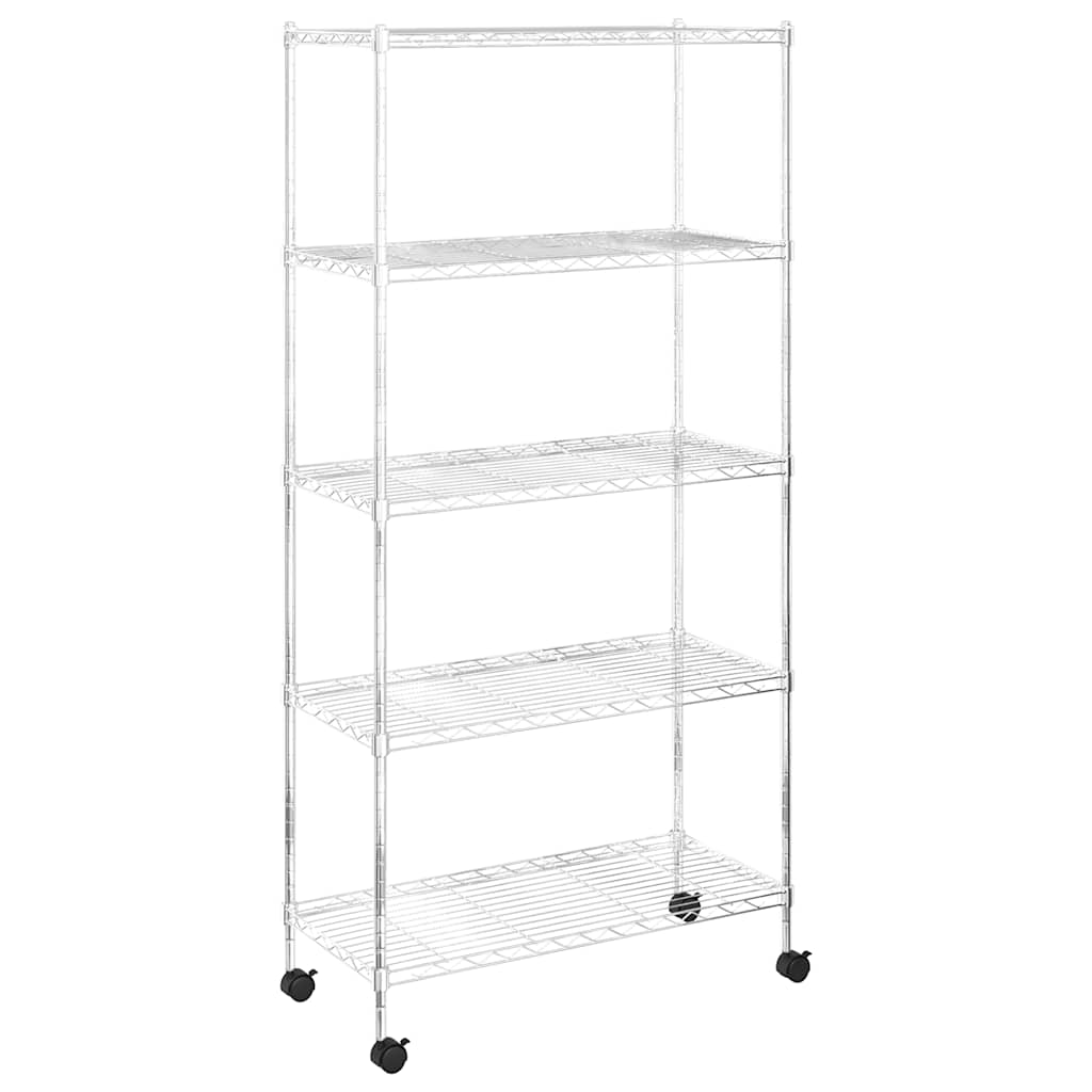 VIDAXL-Speicher 5-Schicht mit Rädern 250 kg 75x35x155 cm Chromfarben