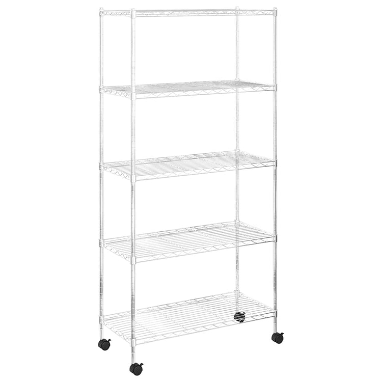 VIDAXL-Speicher 5-Schicht mit Rädern 250 kg 75x35x155 cm Chromfarben
