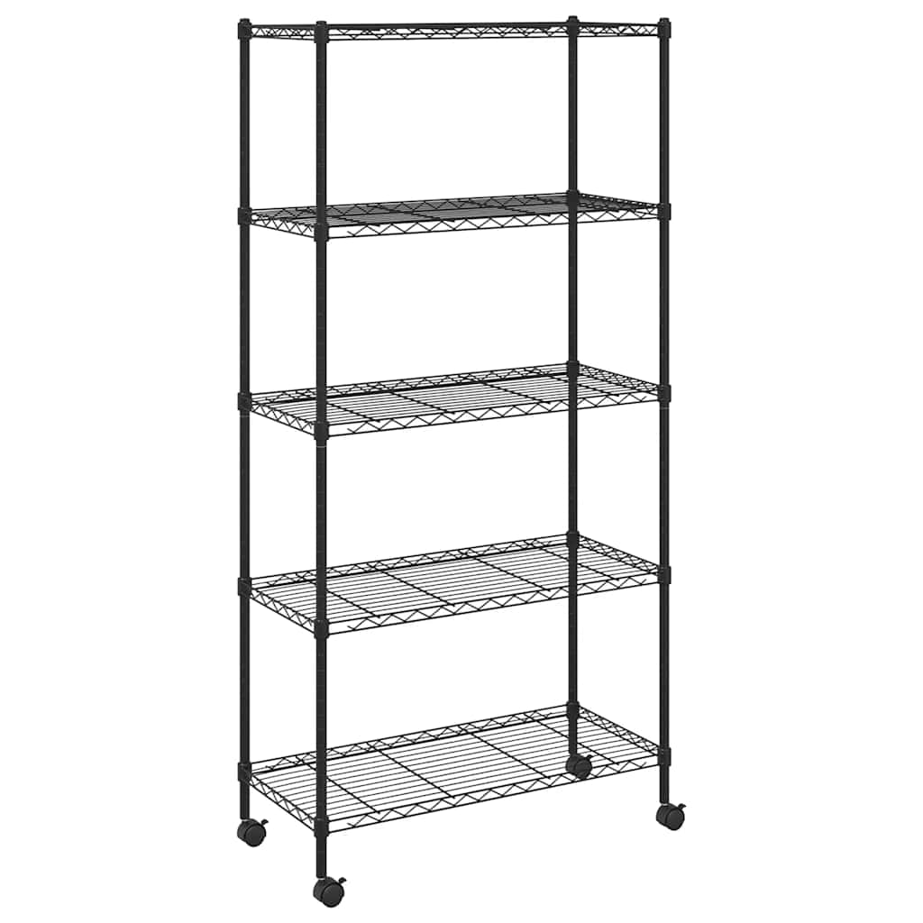 VIDAXL-LAGER RAKE 5-LAYER mit Rädern 250 kg 75x35x155 cm Schwarz
