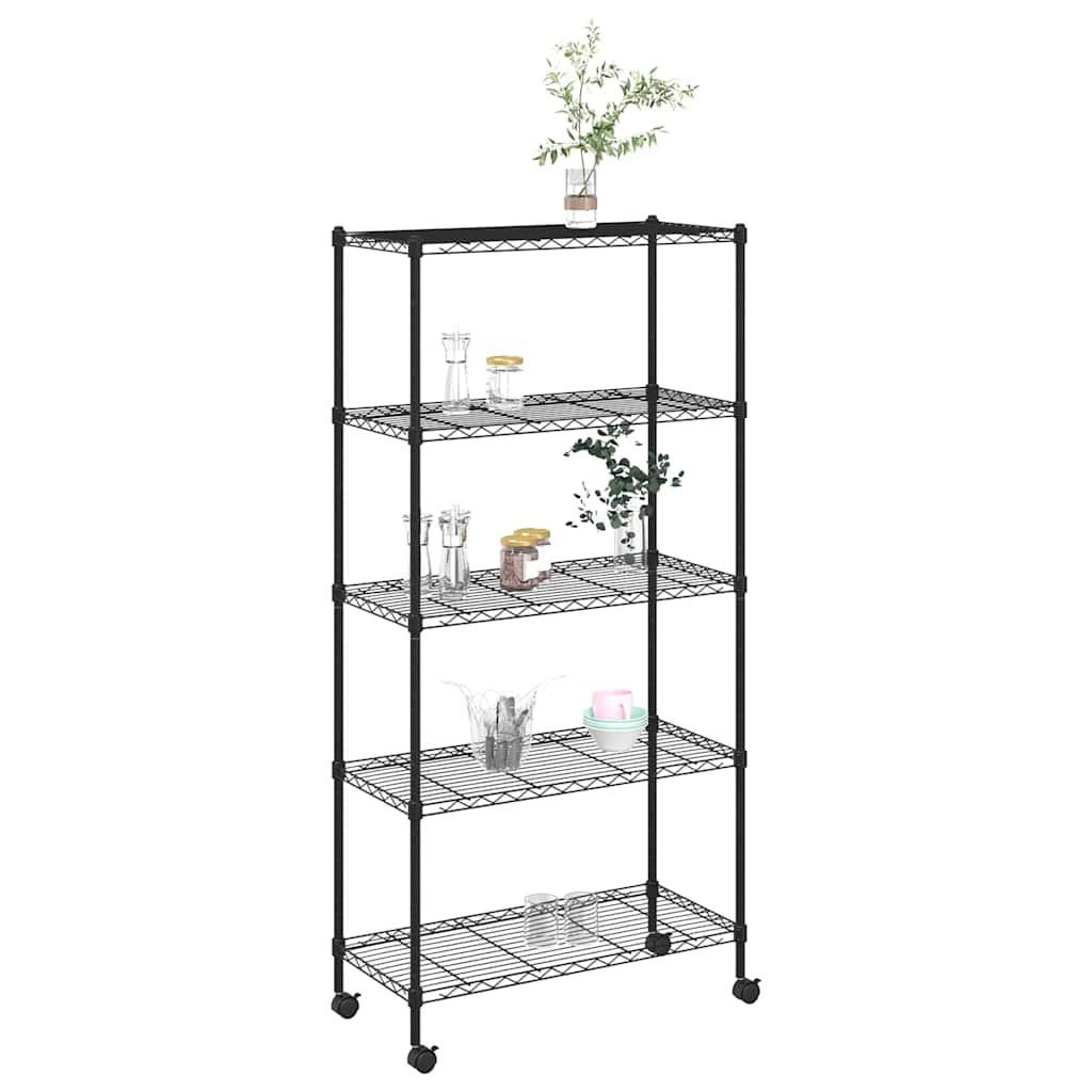 VIDAXL-LAGER RAKE 5-LAYER mit Rädern 250 kg 75x35x155 cm Schwarz