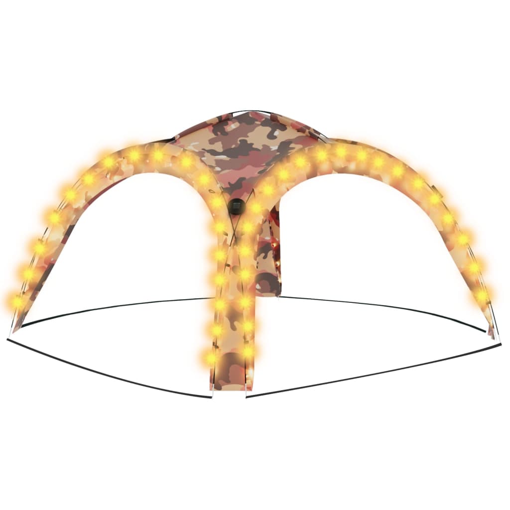 VIDAXL -Partyzelt mit LED- und 4 Seitenwänden 3.6x3.6x2,3 M Tarn
