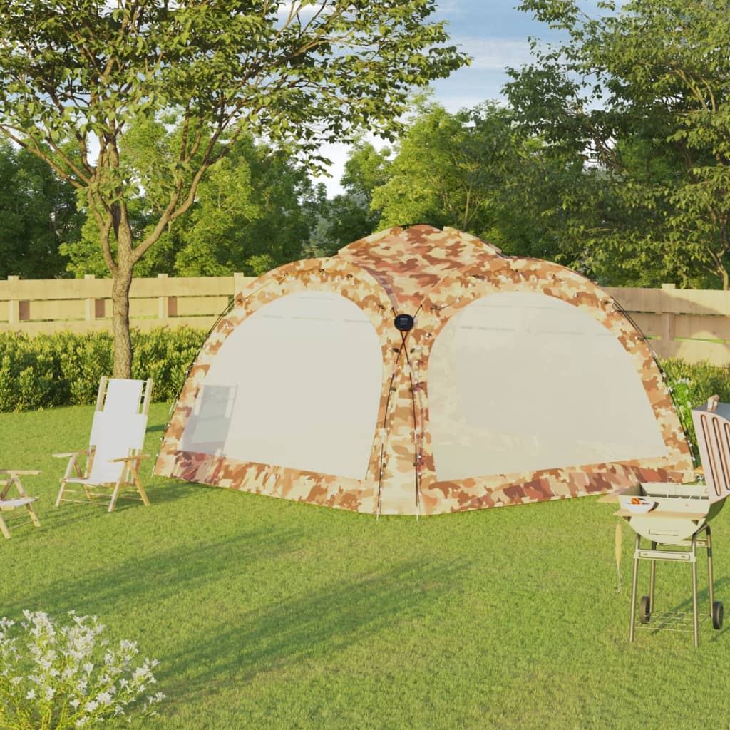 VIDAXL -Partyzelt mit LED- und 4 Seitenwänden 3.6x3.6x2,3 M Tarn