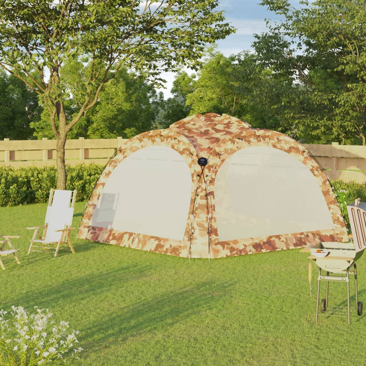 VIDAXL -Partyzelt mit LED- und 4 Seitenwänden 3.6x3.6x2,3 M Tarn