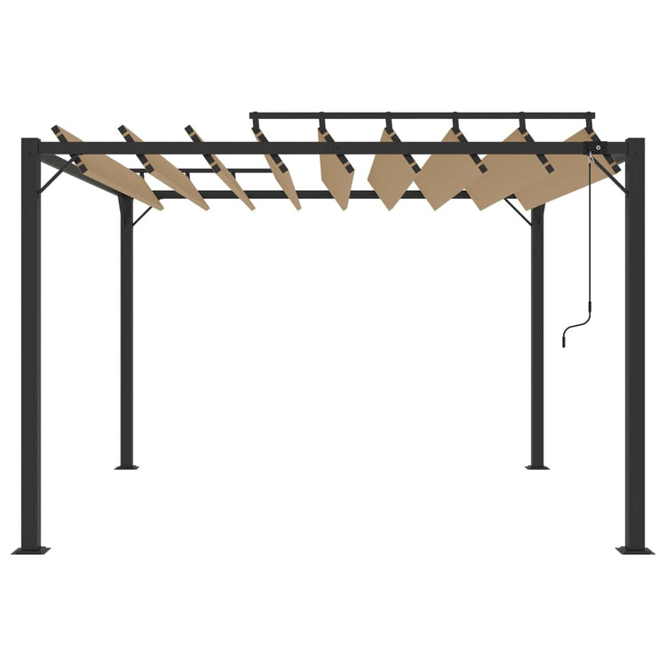 Vidaxl -Laube mit Lettdach 3x3 M Staub und Aluminiumtaupe