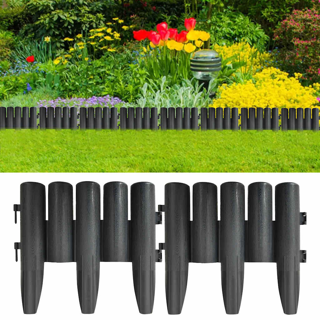 VIDAXL -Gazonkanten 36 St 10 m PP Anthrazit -geläutet