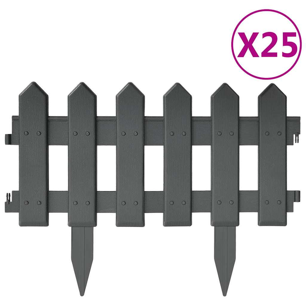 VIDAXL -Gazonkanten 25 St 10 m PP Anthrazit -ausgelöst