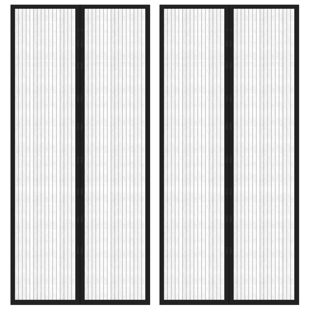 Vidaxl Insektentürvorhänge 2 PCs Magnetisch 210 x 90 cm schwarz