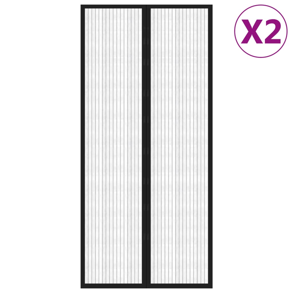 Vidaxl Insektentürvorhänge 2 PCs Magnetisch 210 x 90 cm schwarz
