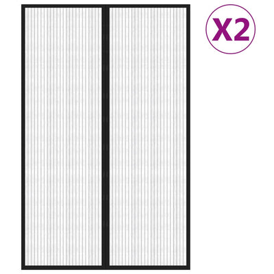 Vidaxl Insektentürvorhänge 2 PCs Magnetisch 220 x 1330 cm schwarz