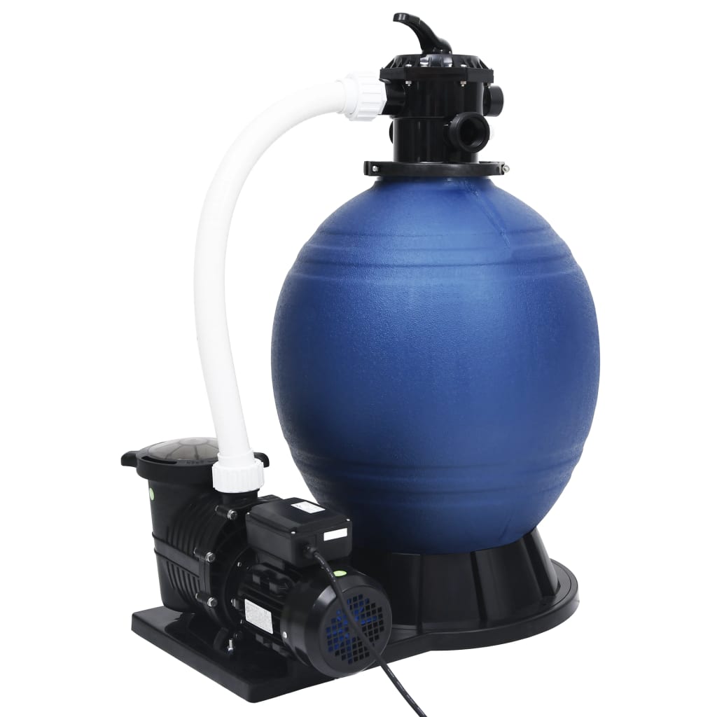Vidaxl -Sandfilter mit 7 Einstellungen und 1000 W Pumpe Blau und Schwarz