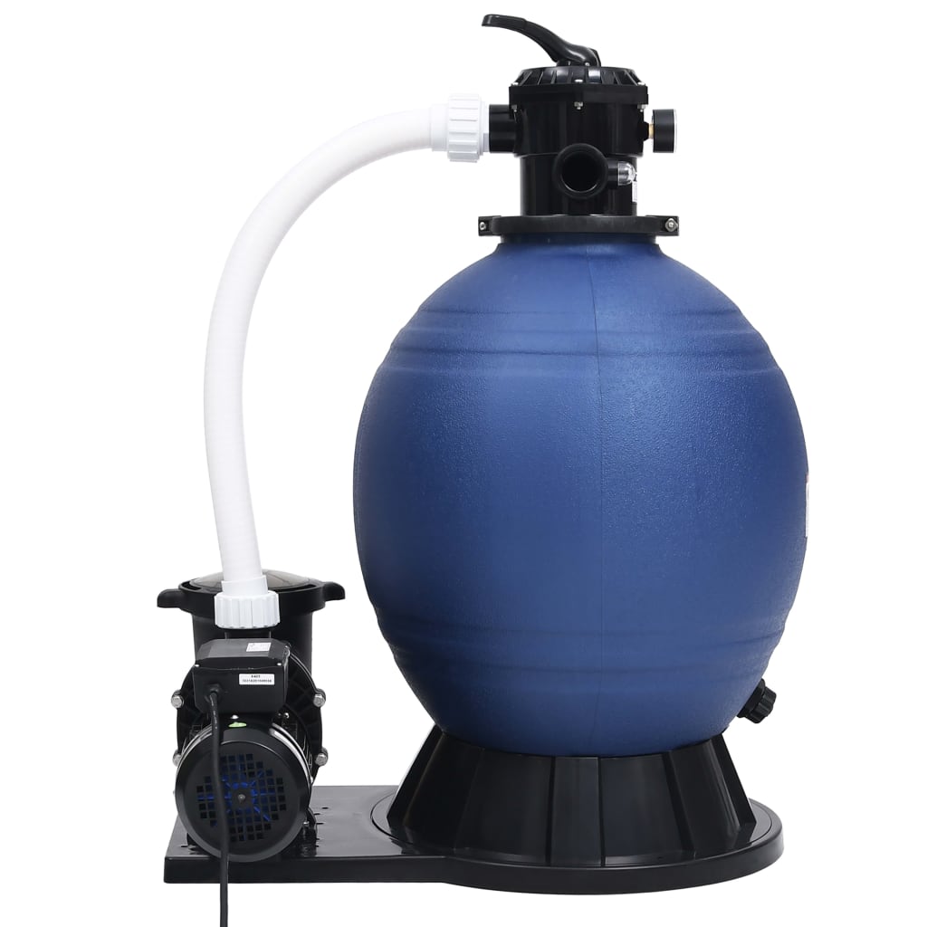 Vidaxl -Sandfilter mit 7 Einstellungen und 1000 W Pumpe Blau und Schwarz
