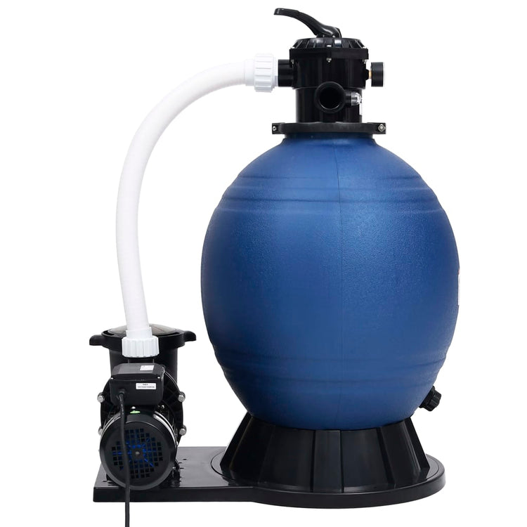 Vidaxl -Sandfilter mit 7 Einstellungen und 1000 W Pumpe Blau und Schwarz