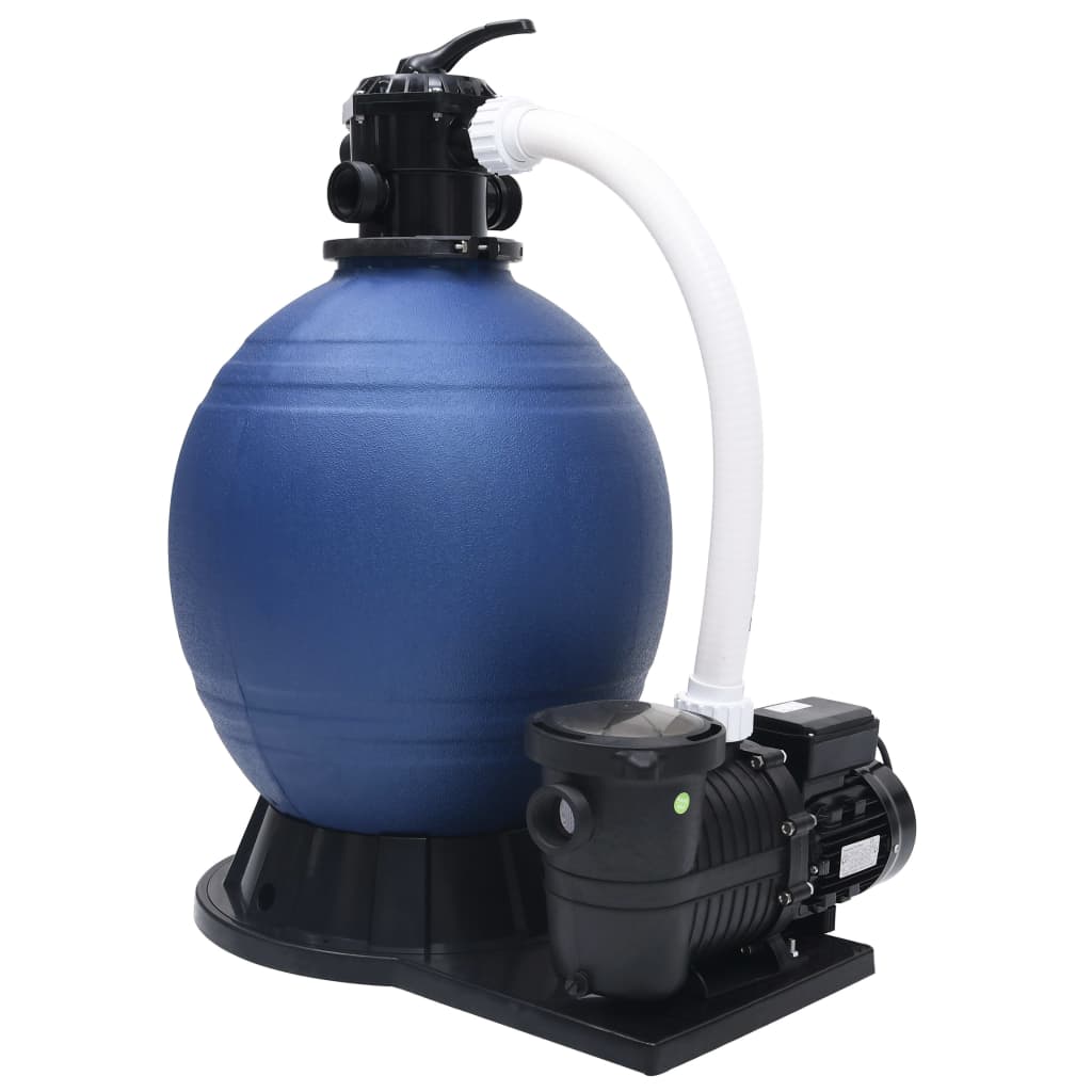 Vidaxl -Sandfilter mit 7 Einstellungen und 1000 W Pumpe Blau und Schwarz