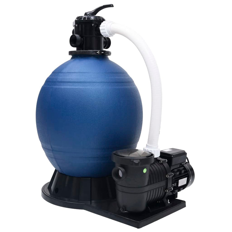 Vidaxl -Sandfilter mit 7 Einstellungen und 1000 W Pumpe Blau und Schwarz