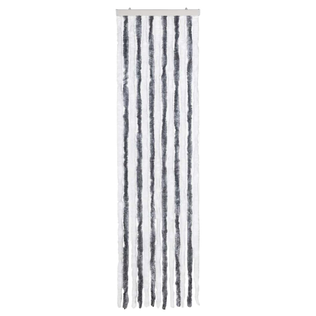 Vidaxl Fly Vorhang 56x200 cm Chenille grau und weiß