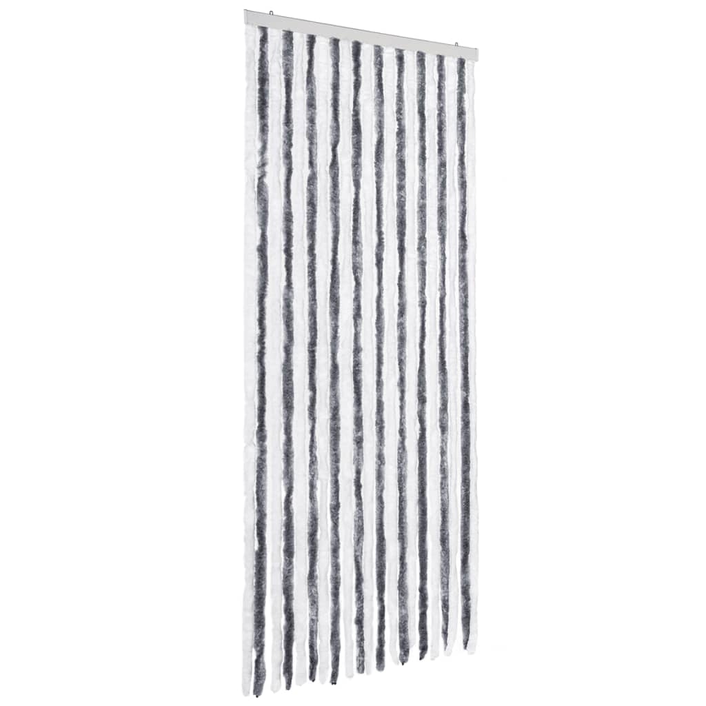Vidaxl Fly Vorhang 90x200 cm Chenille grau und weiß