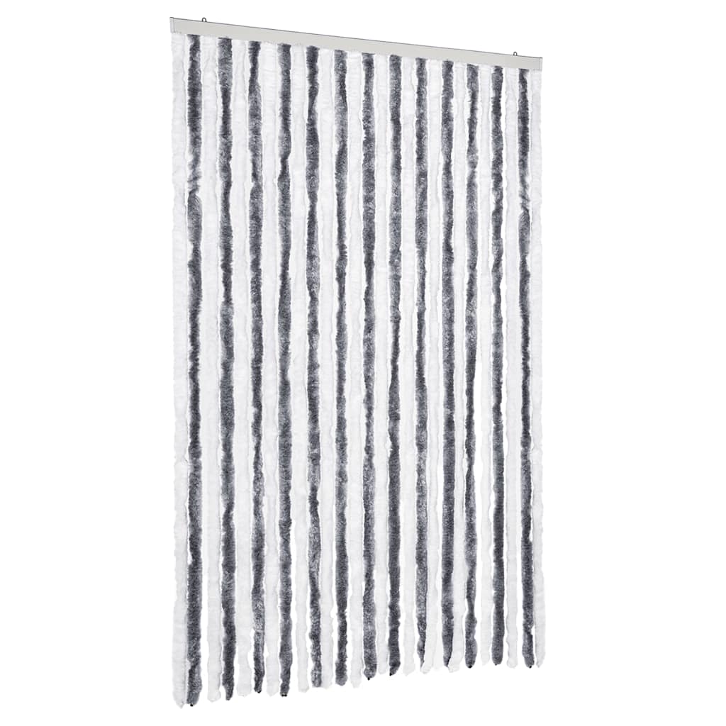 Vidaxl Fly Vorhang 118x220 cm Chenille grau und weiß