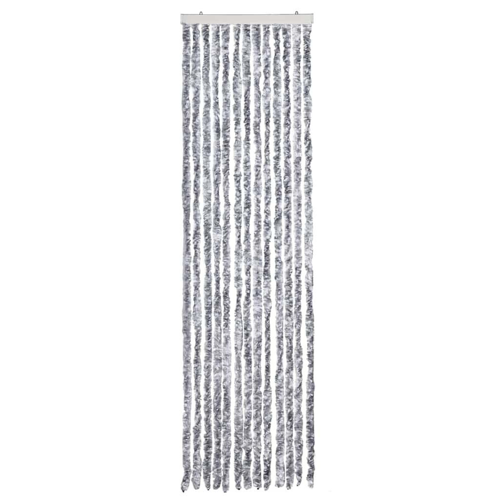 Vidaxl Fly Vorhang 56x200 cm Chenille weiß und grau