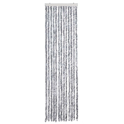 Vidaxl Fly Vorhang 56x200 cm Chenille weiß und grau