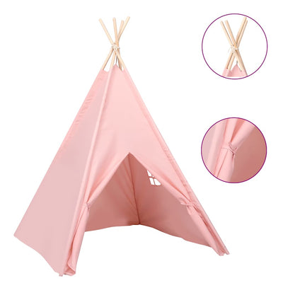 VidaXL Kinder-Tipi-Zelt mit Tasche 120 x 120 x 150 cm, pfirsichfarbenes Rosa