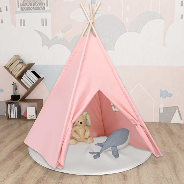 VidaXL Kinder-Tipi-Zelt mit Tasche 120 x 120 x 150 cm, pfirsichfarbenes Rosa