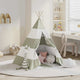 VidaXL Kinderzelt Grau und Weiß 120 x 120 x 150 cm massives Kiefernholz