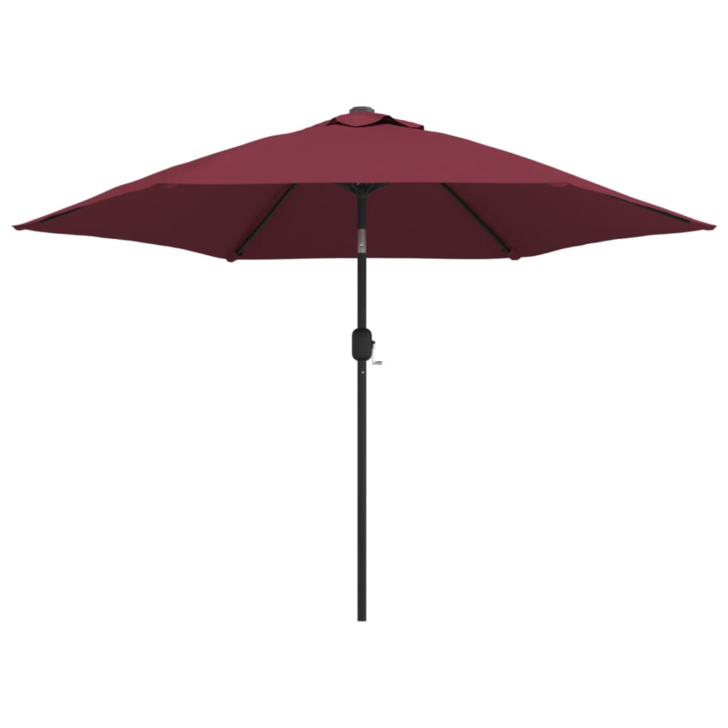 Vidaxl -Parasol mit LED -Beleuchtung und Stahlpol 300 cm Bordeaux rot