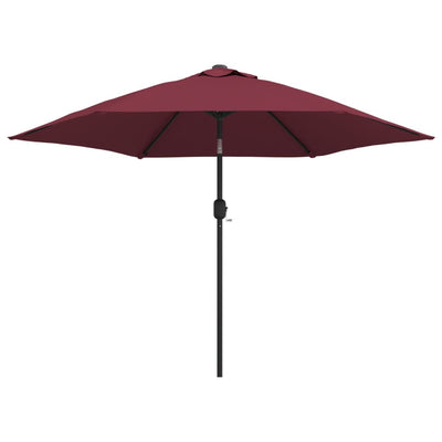 Vidaxl -Parasol mit LED -Beleuchtung und Stahlpol 300 cm Bordeaux rot