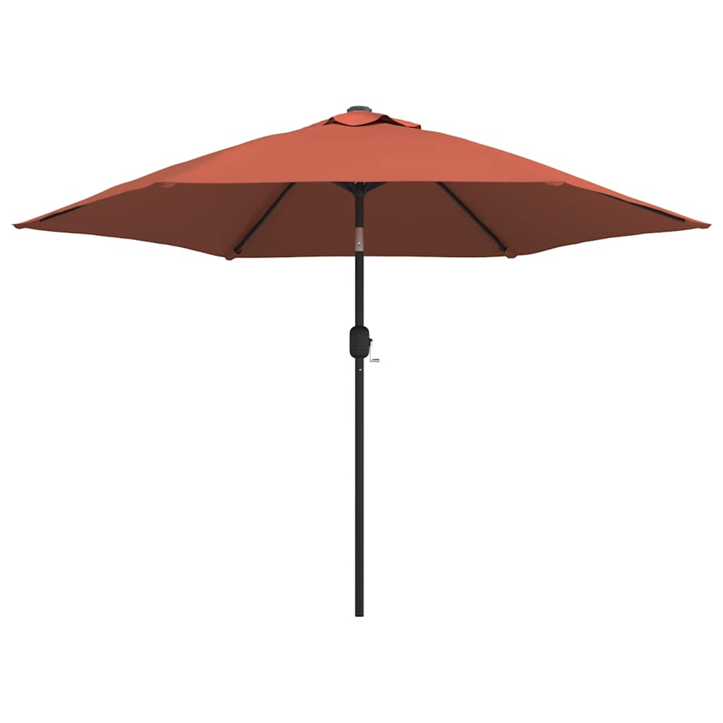 Vidaxl -Parasol mit LED -Beleuchtung und Stahlstast 300 cm Terrakotta