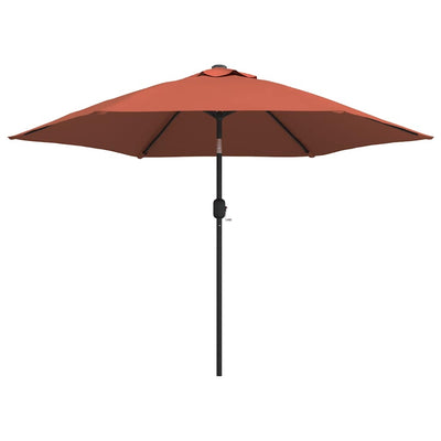 Vidaxl -Parasol mit LED -Beleuchtung und Stahlstast 300 cm Terrakotta