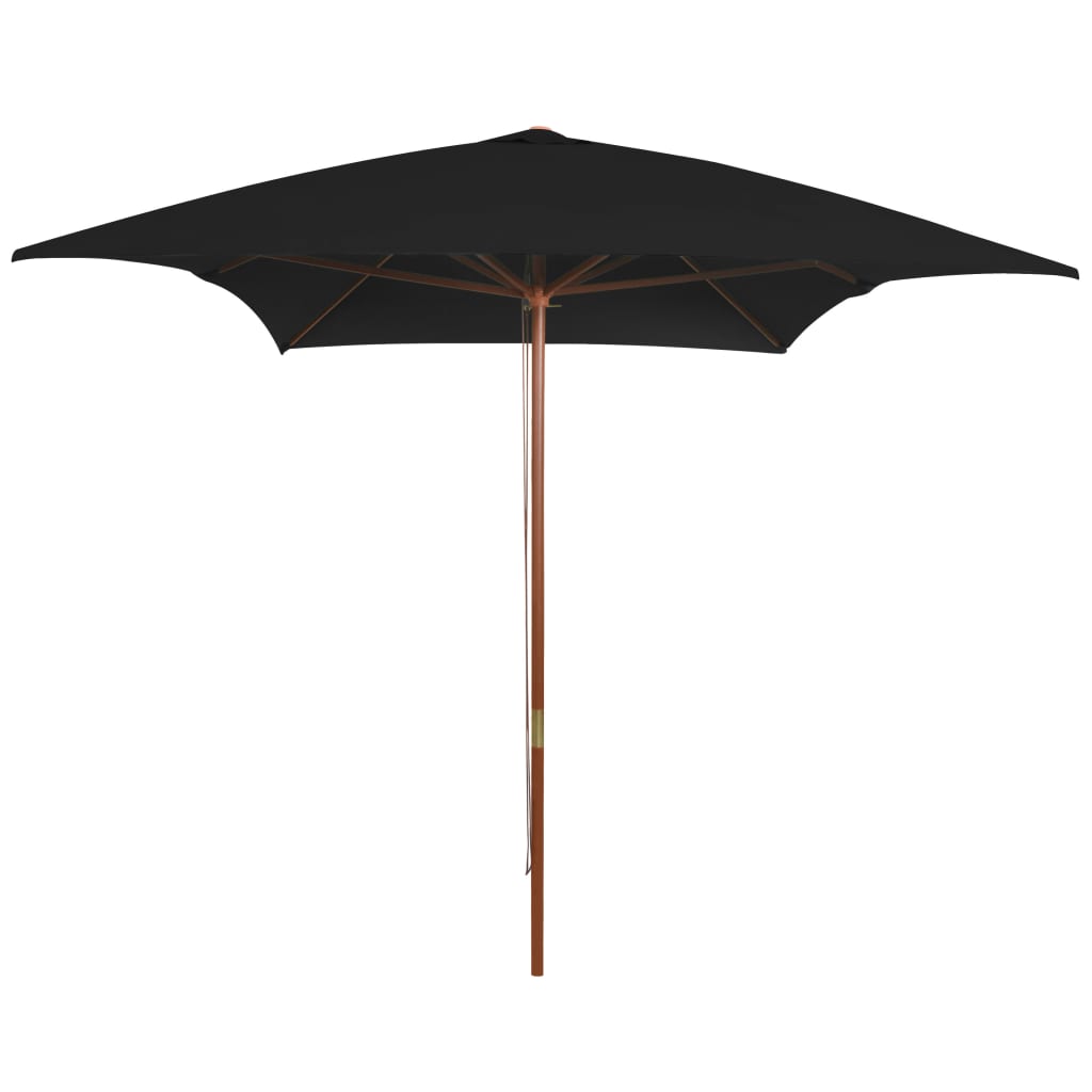 Vidaxl Parasol mit Holzstange 200x300 cm schwarz