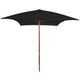Vidaxl Parasol mit Holzstange 200x300 cm schwarz