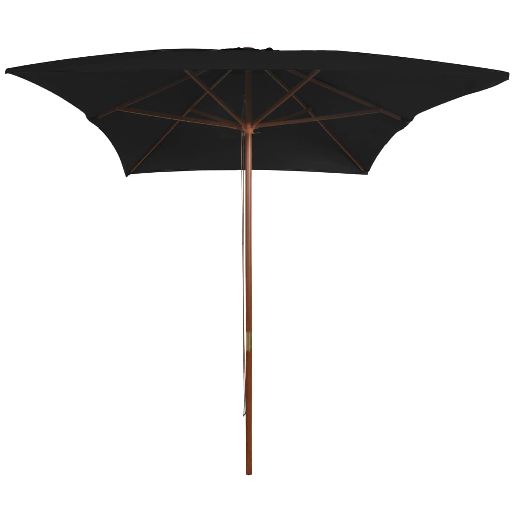 Vidaxl Parasol mit Holzstange 200x300 cm schwarz