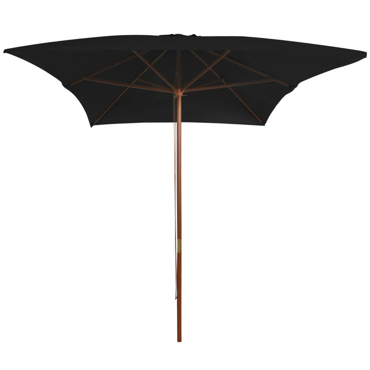Vidaxl Parasol mit Holzstange 200x300 cm schwarz