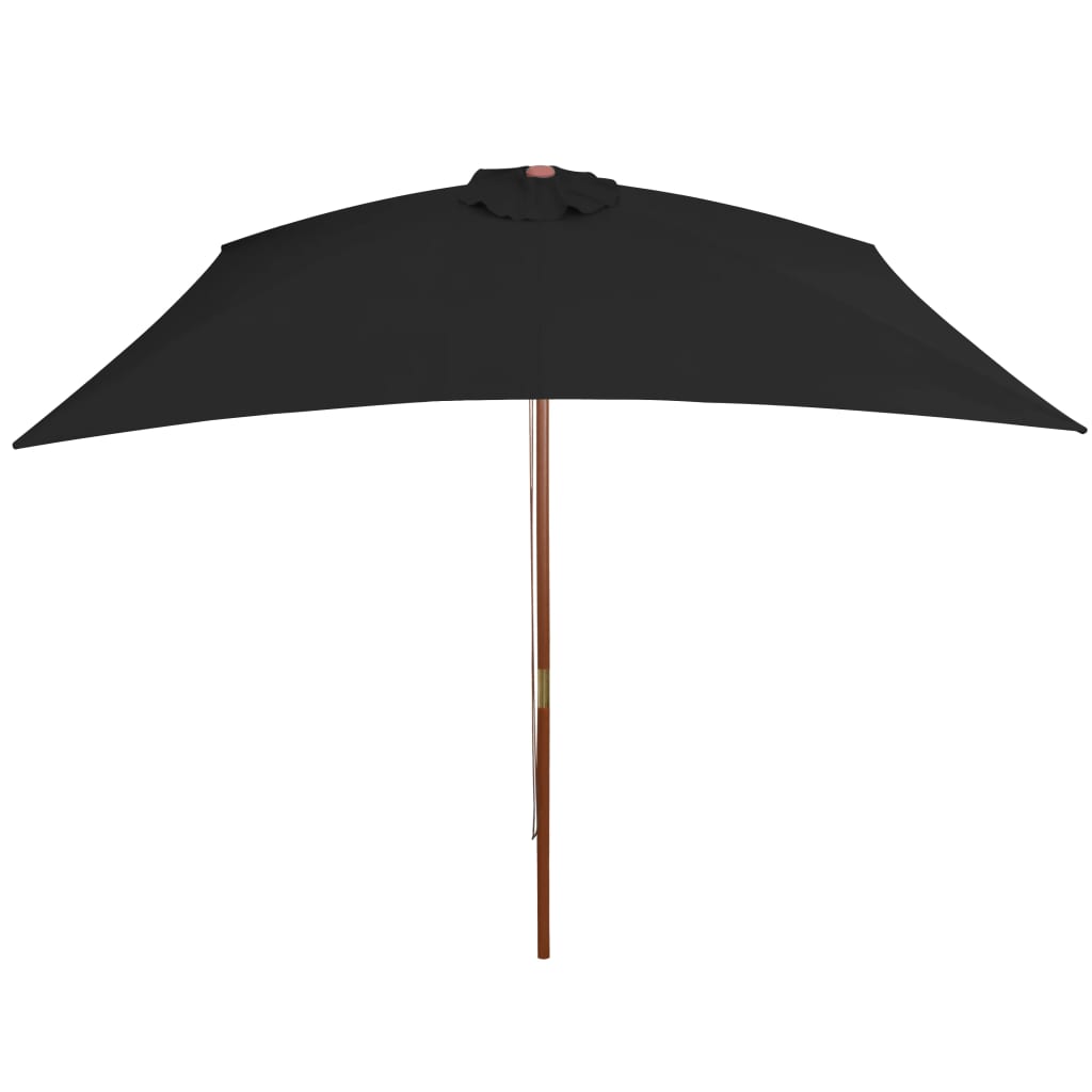 Vidaxl Parasol mit Holzstange 200x300 cm schwarz