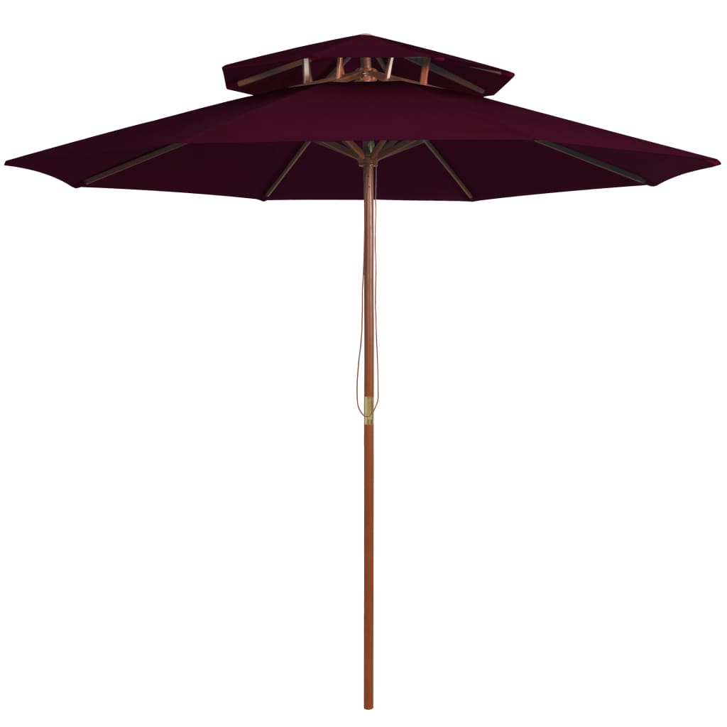 Vidaxl Parasol Double Decker mit Holzstange 270 cm Bordeaux Rot