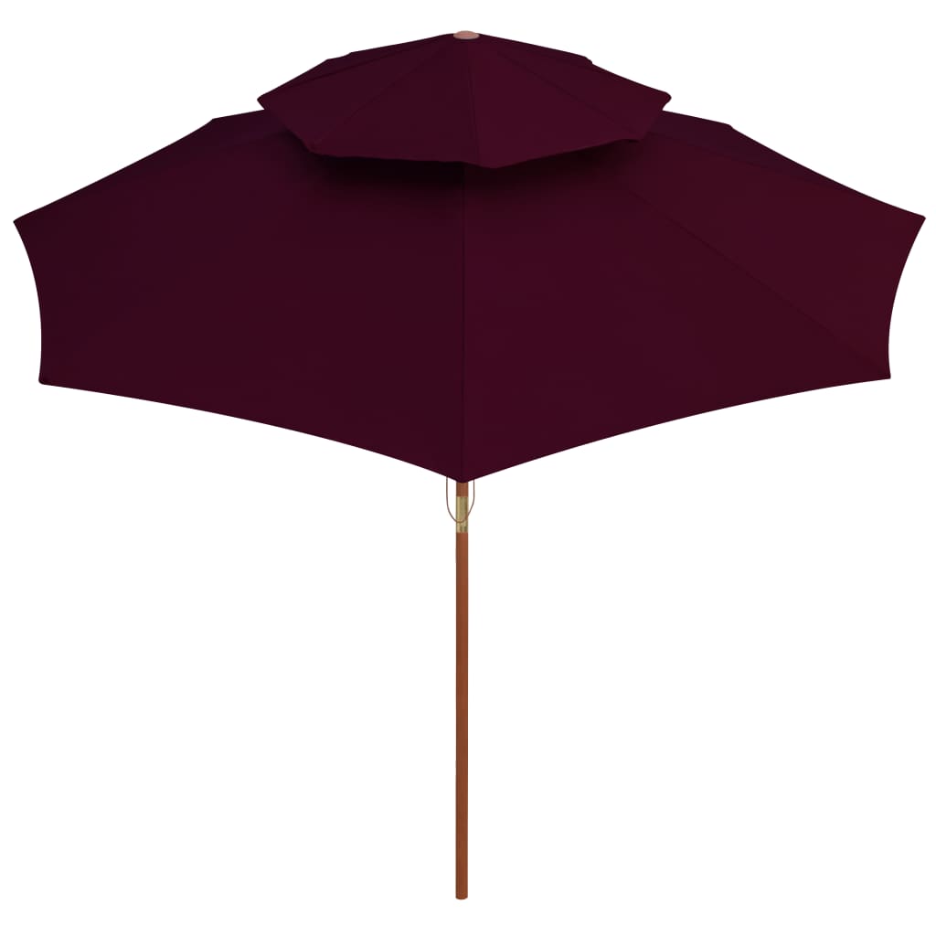 Vidaxl Parasol Double Decker mit Holzstange 270 cm Bordeaux Rot