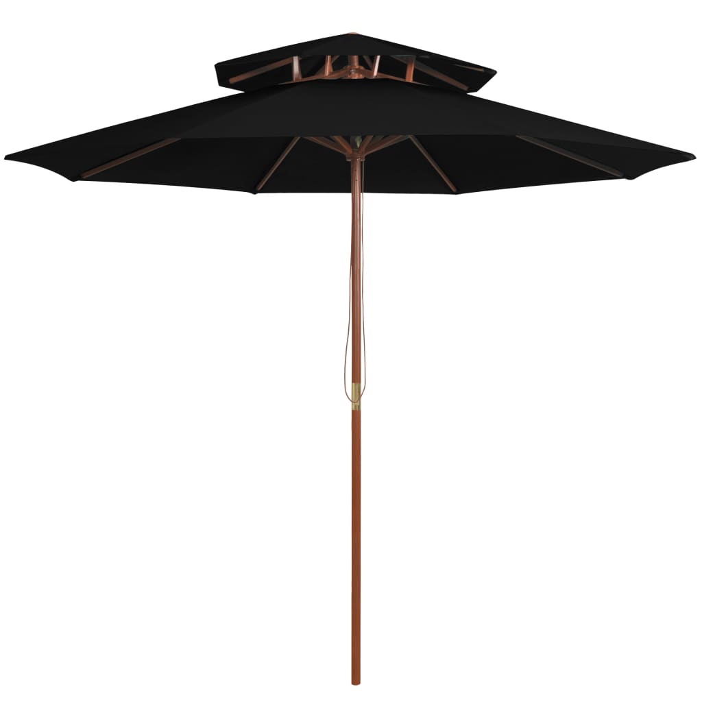 Vidaxl Parasol Double Decker mit Holzstange 270 cm Schwarz