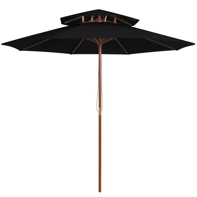 Vidaxl Parasol Double Decker mit Holzstange 270 cm Schwarz