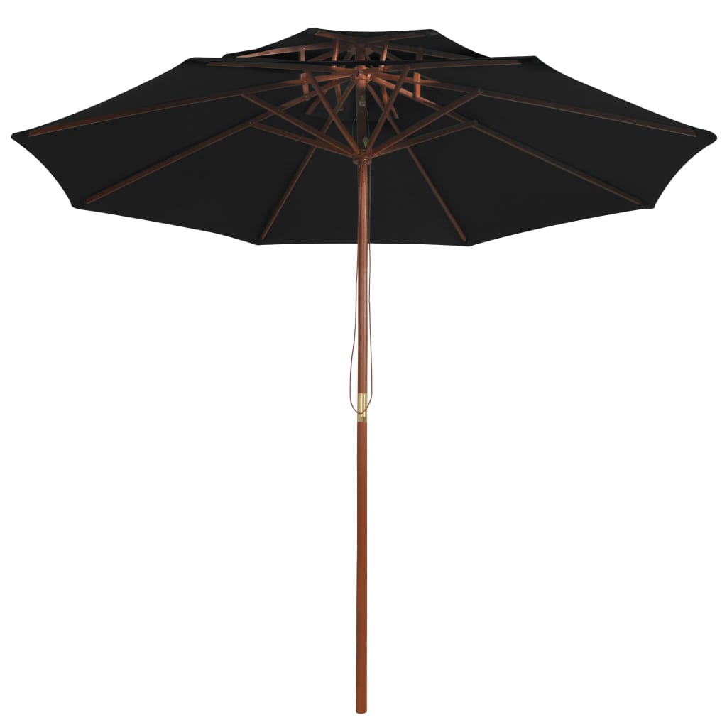 Vidaxl Parasol Double Decker mit Holzstange 270 cm Schwarz