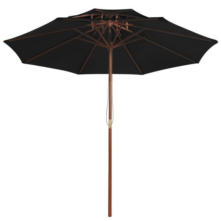 Vidaxl Parasol Double Decker mit Holzstange 270 cm Schwarz