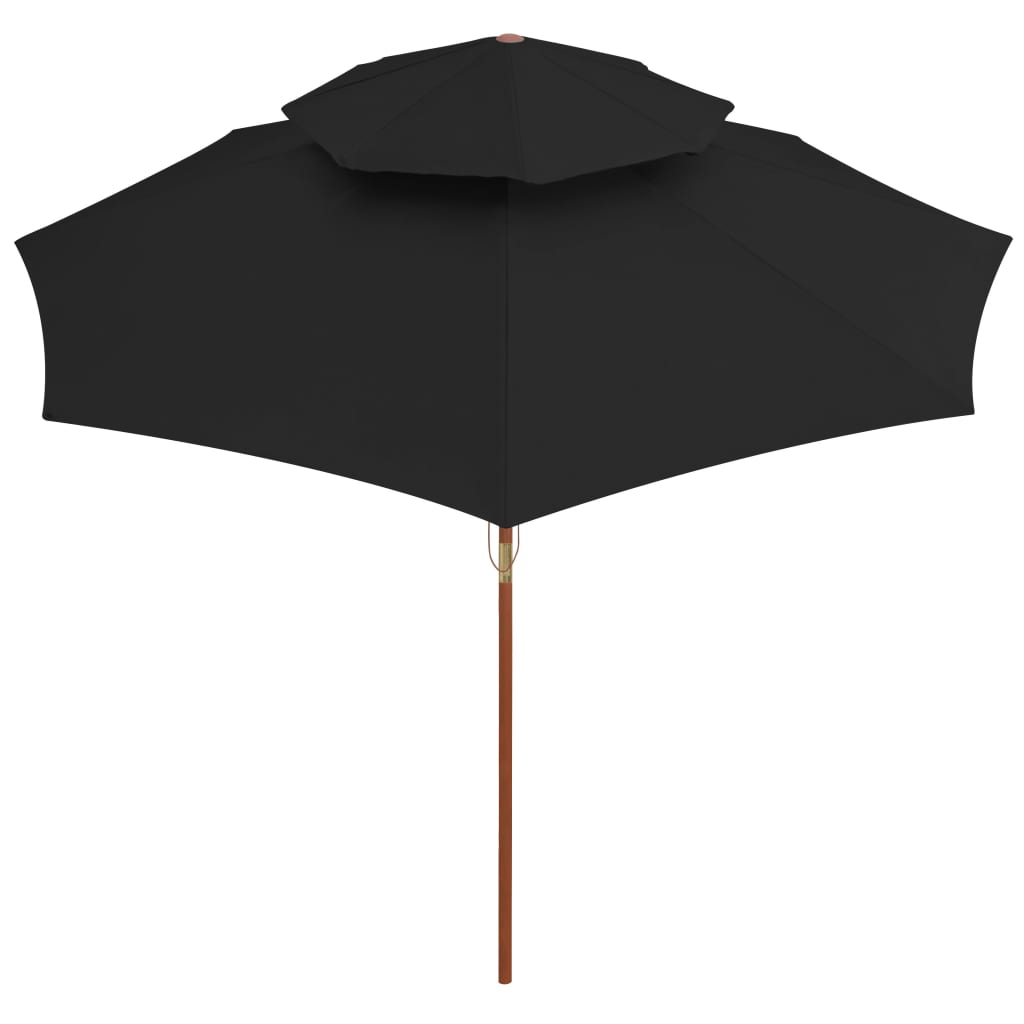Vidaxl Parasol Double Decker mit Holzstange 270 cm Schwarz