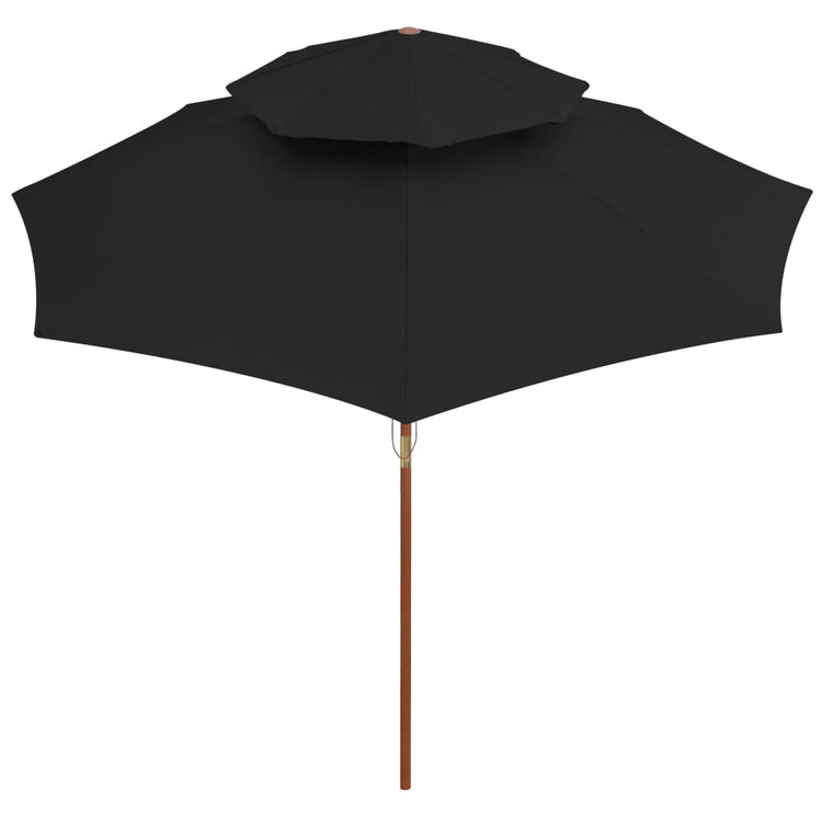 Vidaxl Parasol Double Decker mit Holzstange 270 cm Schwarz