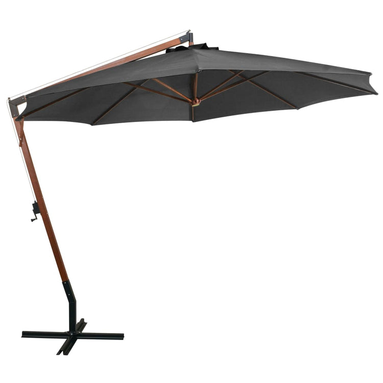 Vidaxl -schwimmendes Parasol mit Pole 3,5x2,9 m Festkiefer Anthrazit
