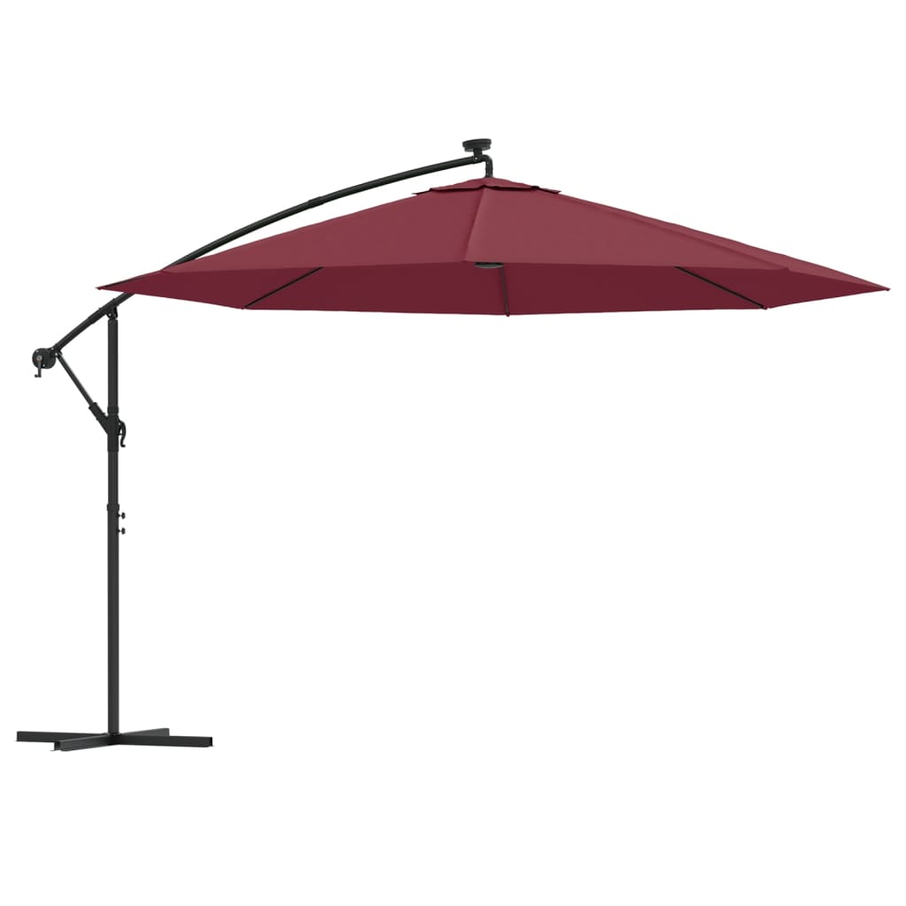 Vidaxl schwimmend Parasol mit LED -Beleuchtung 350 cm Bordeaux Rot