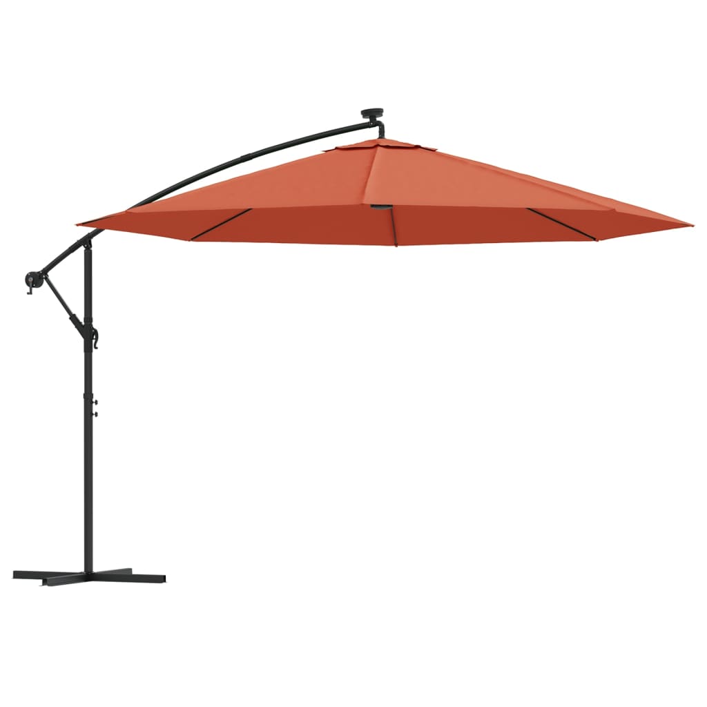 Vidaxl-schwimmendes Parasol mit LED-Beleuchtung 350 cm Terrakotta-Farben