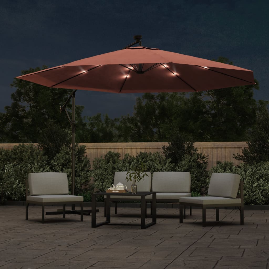 Vidaxl-schwimmendes Parasol mit LED-Beleuchtung 350 cm Terrakotta-Farben