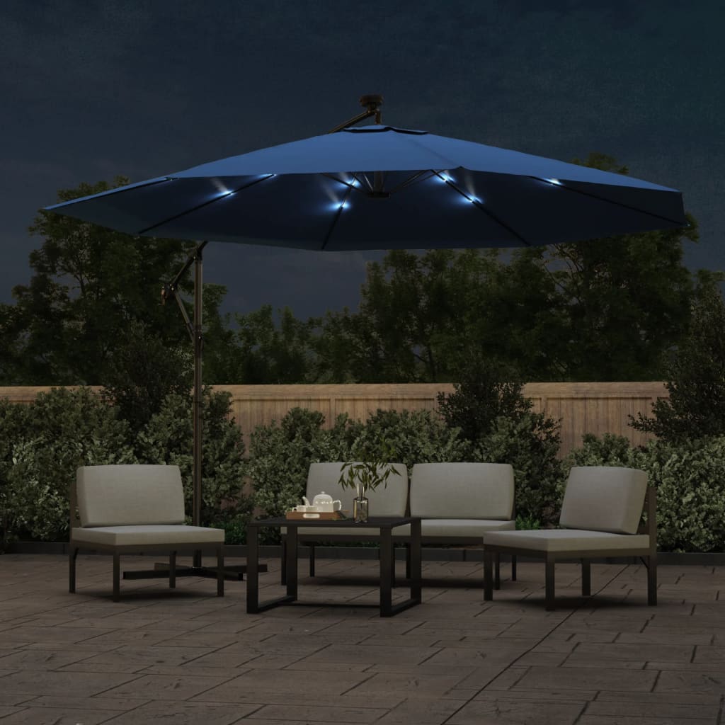 Vidaxl schwimmendes Parasol mit LED -Beleuchtung 350 cm Azure Blau