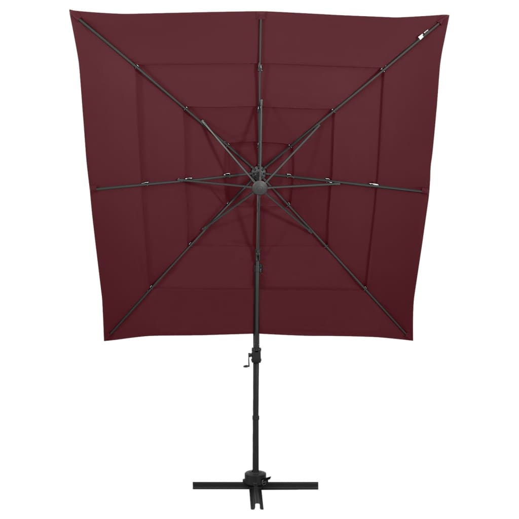 Vidaxl Parasol 4-Schicht mit Aluminiumpol 250x250 cm Burgunderrot