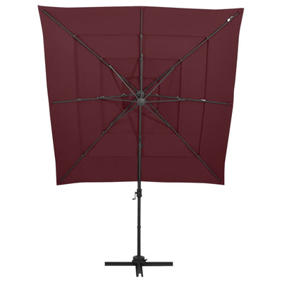 Vidaxl Parasol 4-Schicht mit Aluminiumpol 250x250 cm Burgunderrot